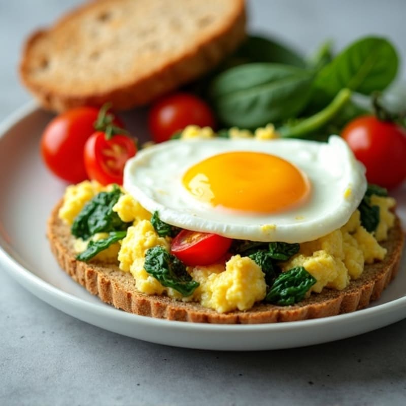 Egg White and Spinach Scramble with Cottage Cheese and Cherry Tomatoes