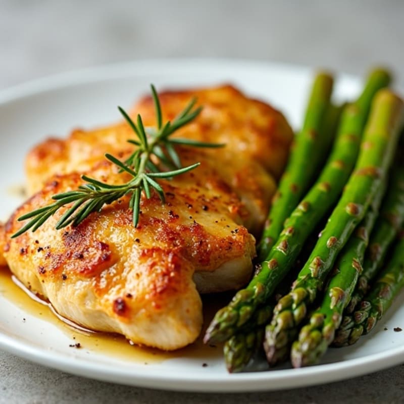 Crispy Lemon-Herb Roasted Chicken with Tender Roasted Asparagus