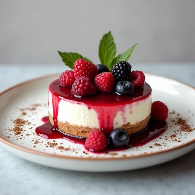Silky Greek Yogurt Protein Cheesecake with Berry Compote