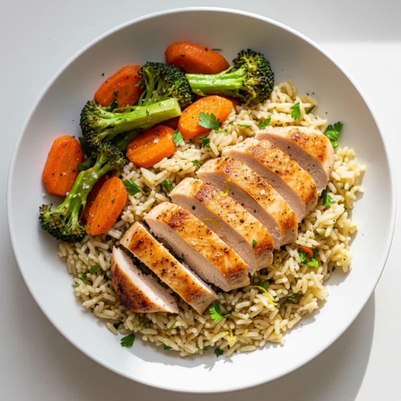 Lemon Herb Rice Pilaf with Roasted Vegetables