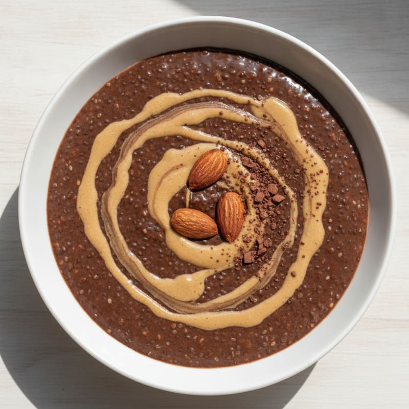 Protein Chocolate Chia Pudding with Almond Butter Swirl