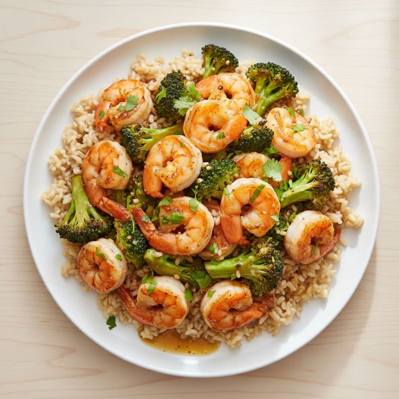 Seared Shrimp and Broccoli with Garlic-Lime Sauce