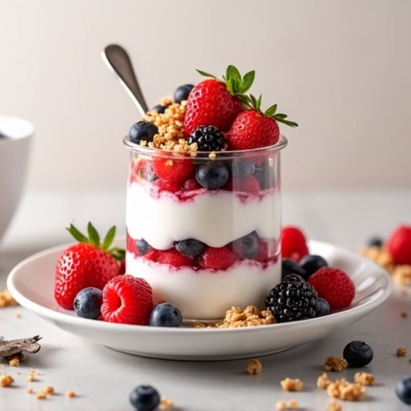 Greek Yogurt Protein Parfait with Mixed Berries