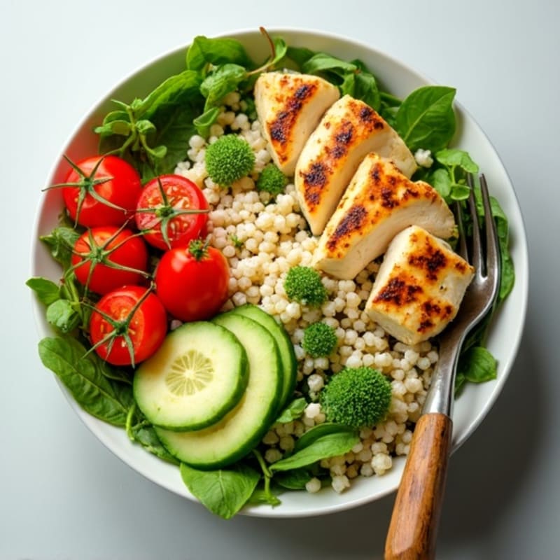 Fresh Herb Chicken and Quinoa Salad Bowl with Creamy Lemon Dressing