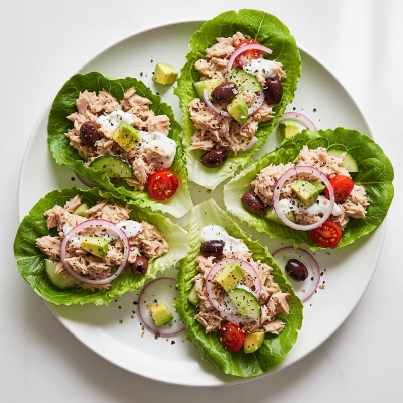Mediterranean Tuna Salad Lettuce Wraps