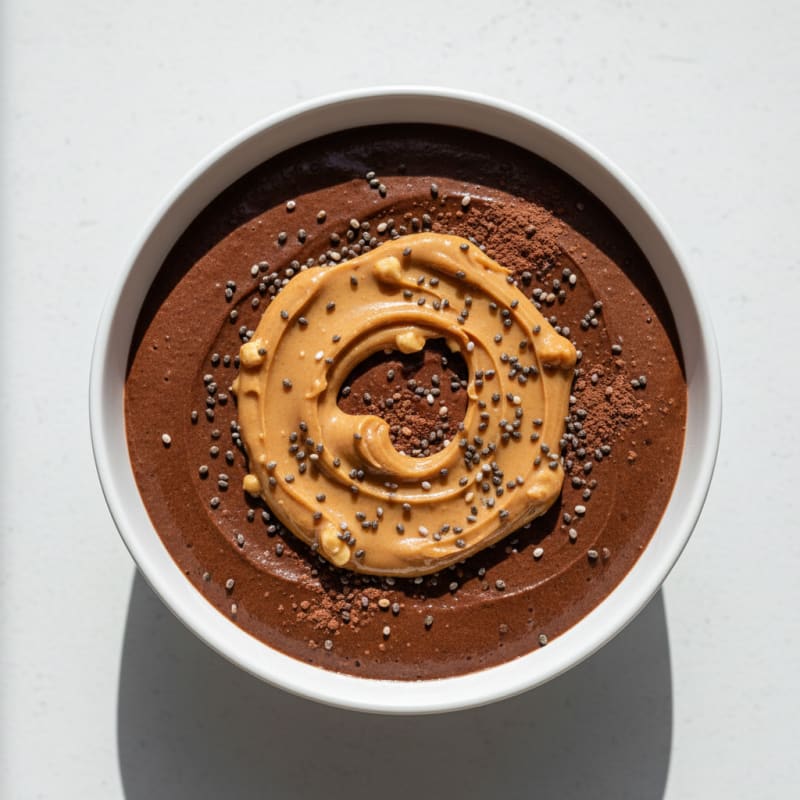 Silky Chocolate Protein Pudding with Peanut Butter and Chia