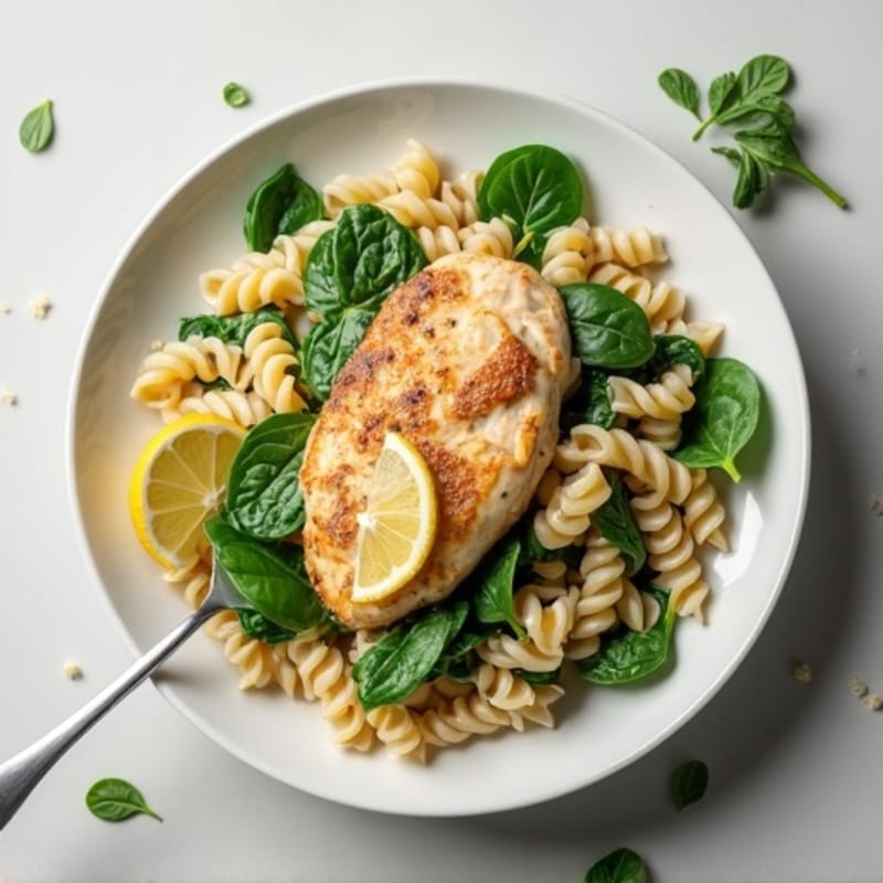 Creamy Lemon Garlic Chicken Pasta with Fresh Spinach