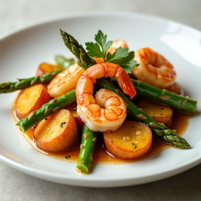 Shrimp and Asparagus Stir-Fry with Red Potatoes