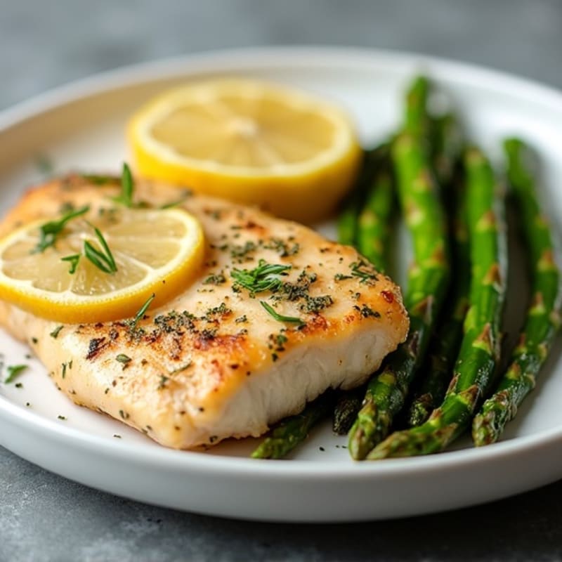 Juicy Lemon Herb Baked Chicken Breast with Roasted Asparagus