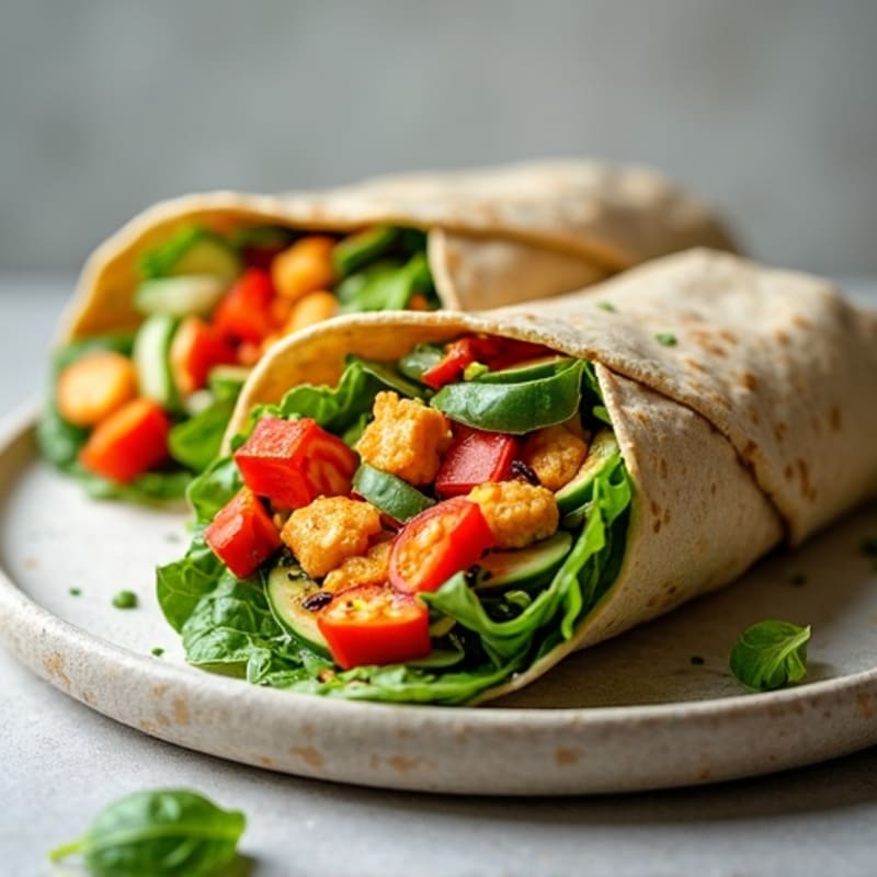Fresh Rainbow Veggie Wrap with Herb Cashew Cream