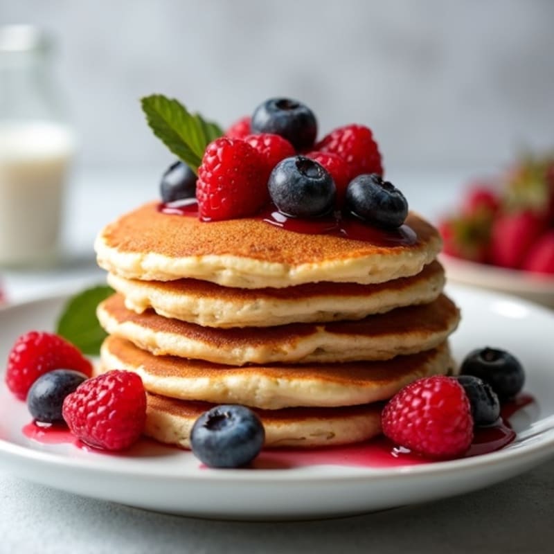 Protein-Packed Whole Grain Hotcakes with Fresh Berries