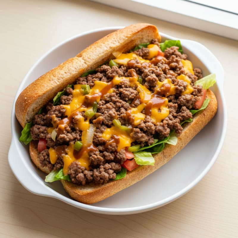 Chopped Beef and Cheese Hero