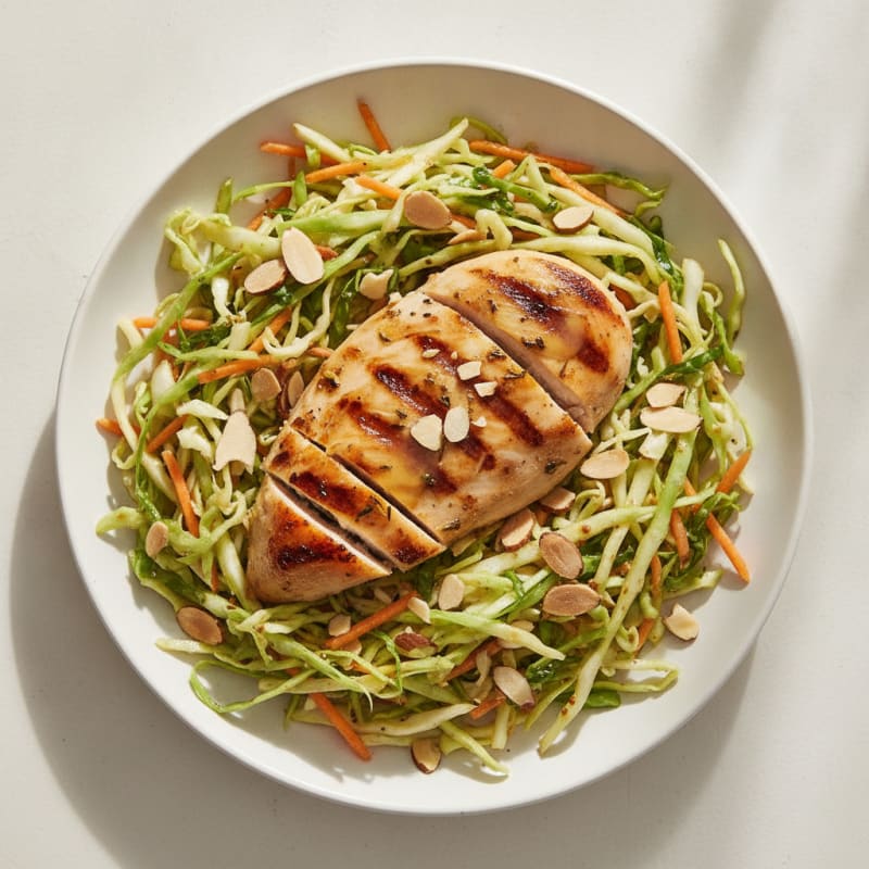 Grilled Chicken Breast with Crunchy Cabbage Slaw