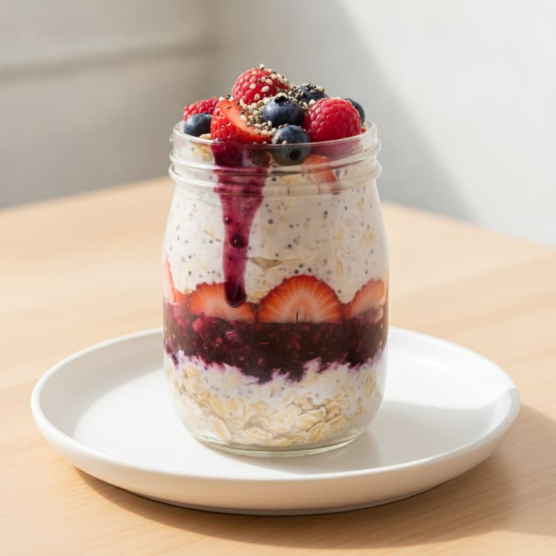 Protein-Packed Berry Overnight Oats Jar