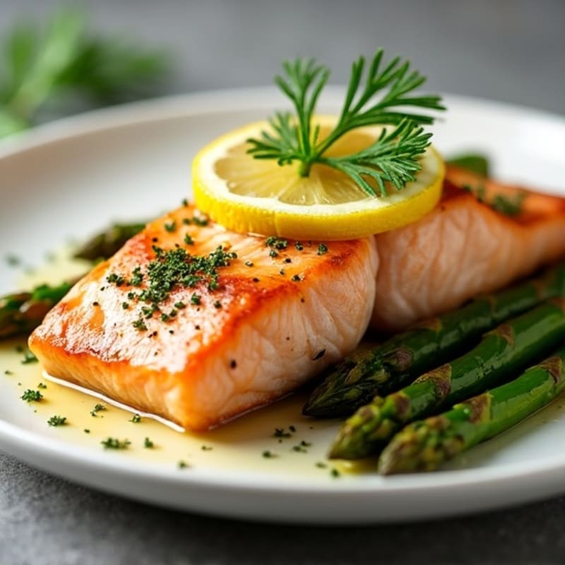 Lemon Herb Grilled Salmon with Roasted Asparagus