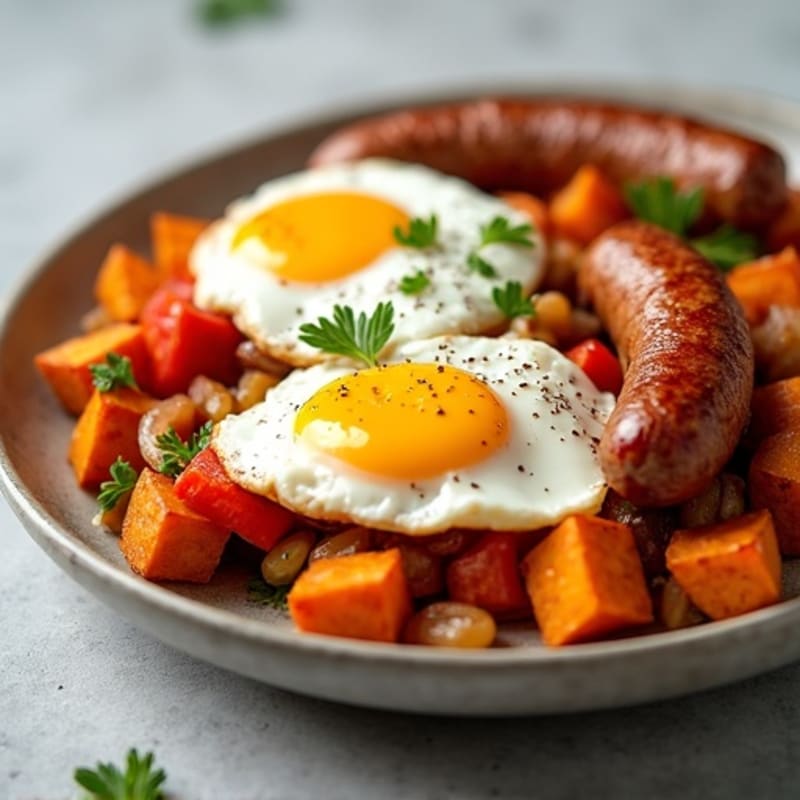 Protein-Packed Sweet Potato Hash with Eggs