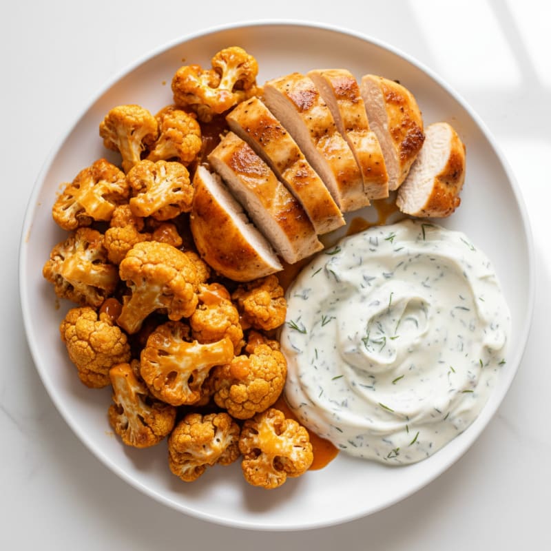 Crispy Buffalo Cauliflower with Creamy Ranch Dip