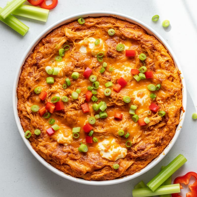 Creamy Buffalo Chicken Dip Bake