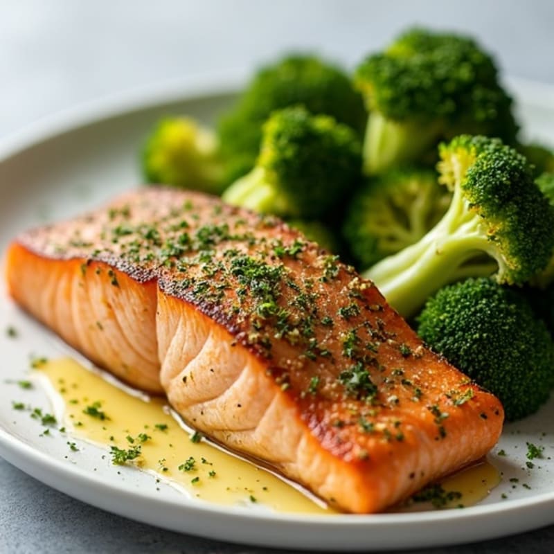 Herb-Crusted Baked Salmon with Roasted Broccoli