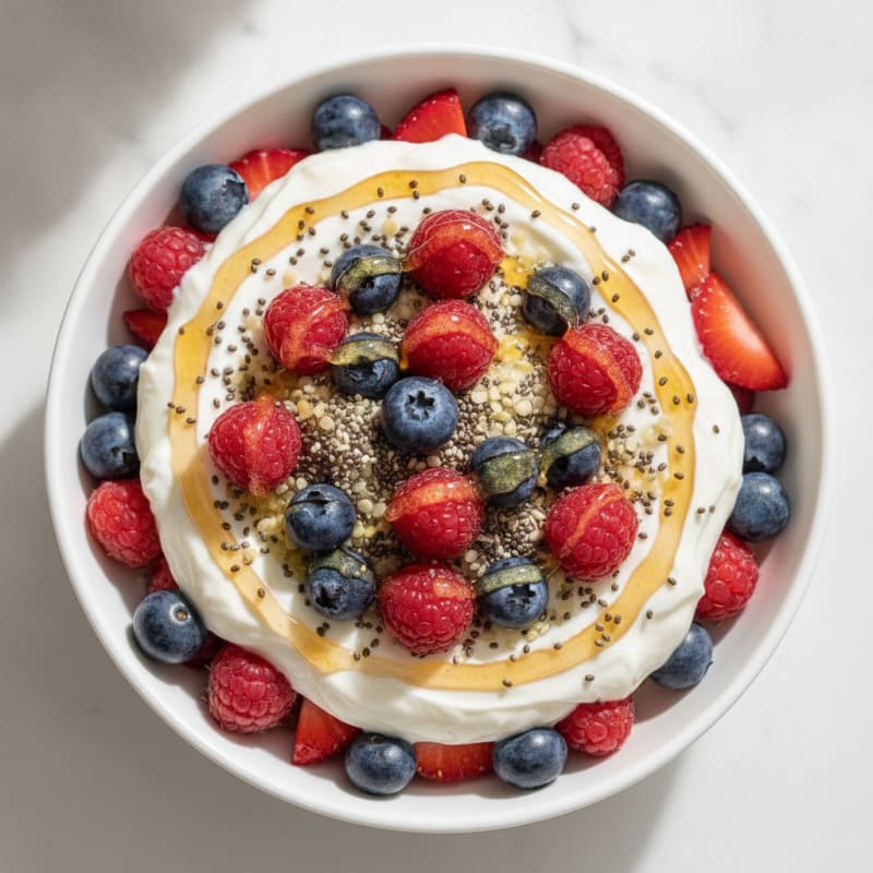Creamy Greek Yogurt Parfait with Mixed Berries and Chia Seeds