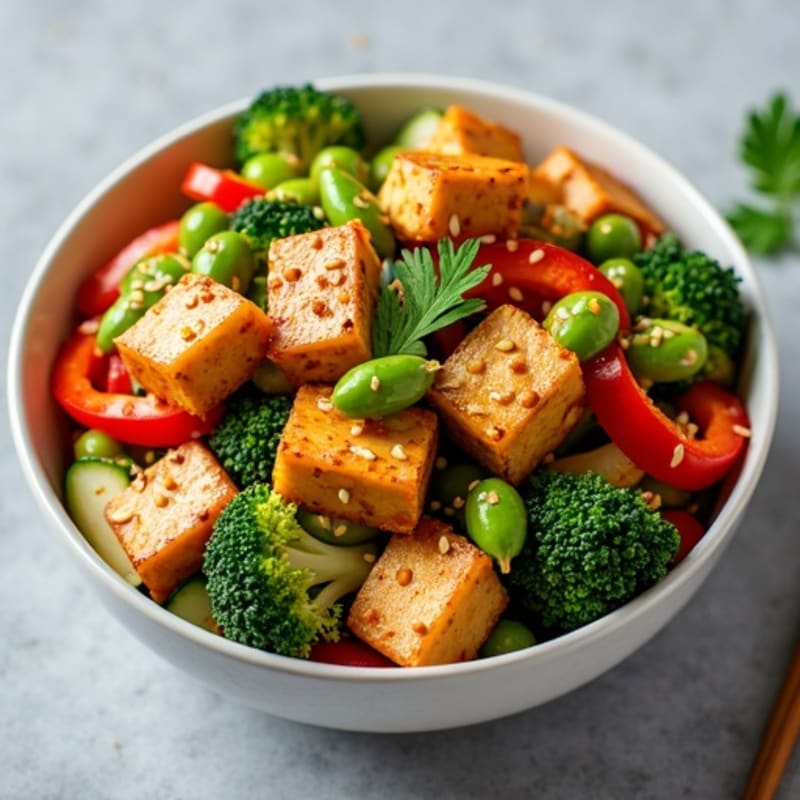 Sesame Tofu and Fresh Vegetable Stir-Fry