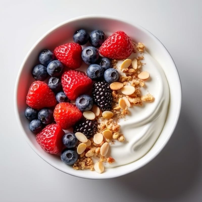 Creamy Greek Yogurt with Fresh Berries and Crunchy Nuts