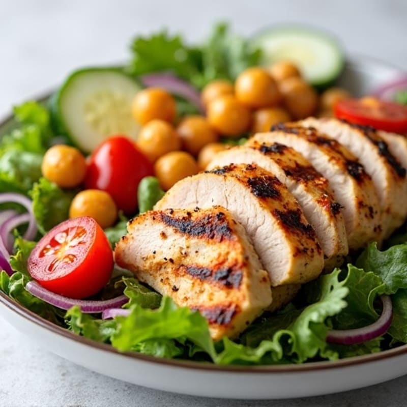 Grilled Turkey Breast Salad with Crispy Chickpeas