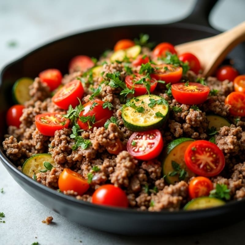 Herb-Seasoned Lean Ground Beef Skillet with Roasted Vegetables