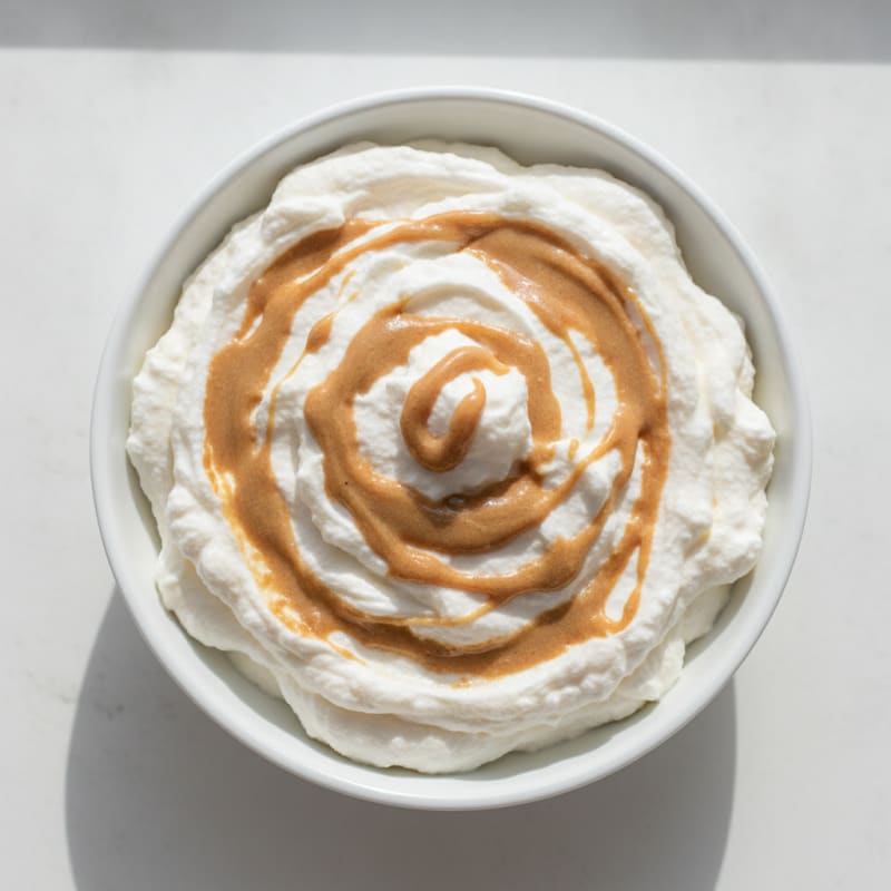 Silky Vanilla Greek Yogurt Protein Mousse with Almond Butter Swirl