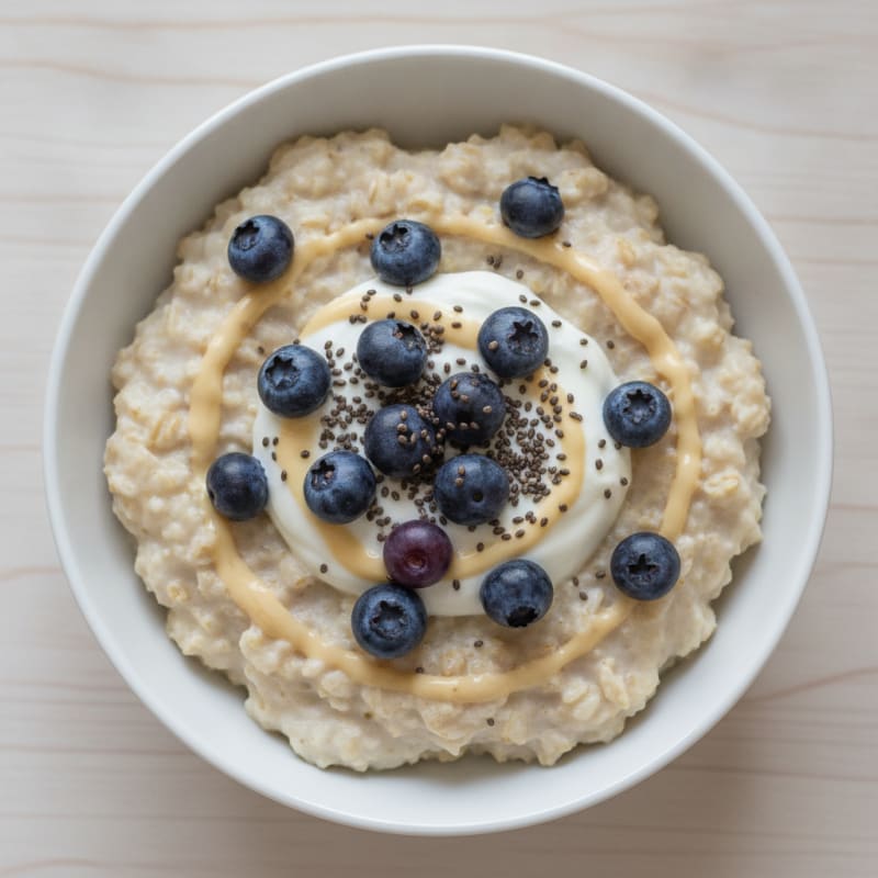 Creamy Protein Oatmeal with Greek Yogurt and Berries