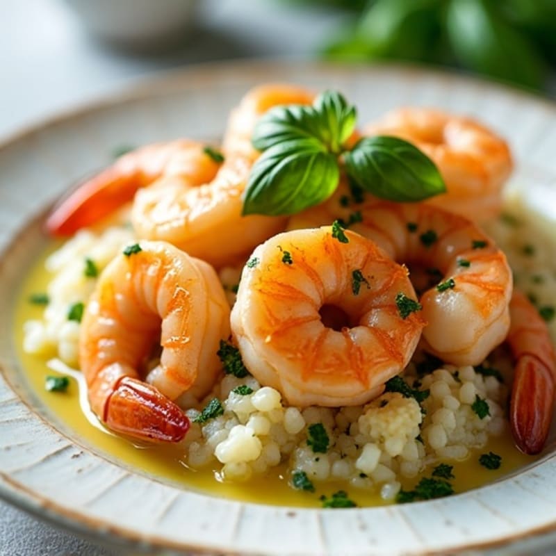 Garlic-Lemon Pan Seared Prawns with Herb Cauliflower Rice