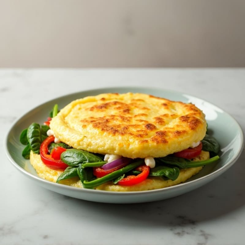 Egg White Veggie Omelet with Cottage Cheese and Spinach