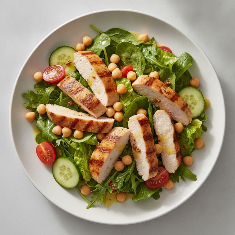 Grilled Turkey Breast Salad with Chickpeas and Lemon Vinaigrette