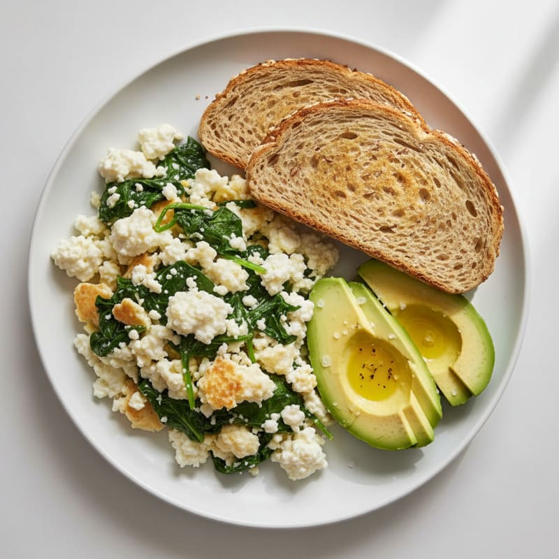 Egg White Scramble with Cottage Cheese and Spinach