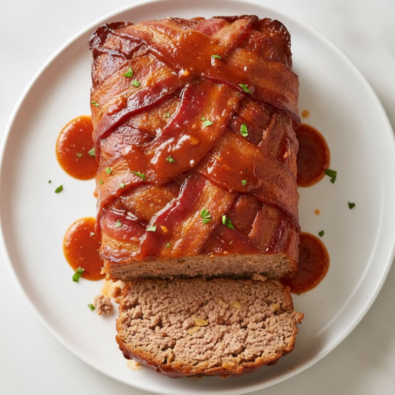 BBQ Bacon-Wrapped Meatloaf with Tangy Glaze