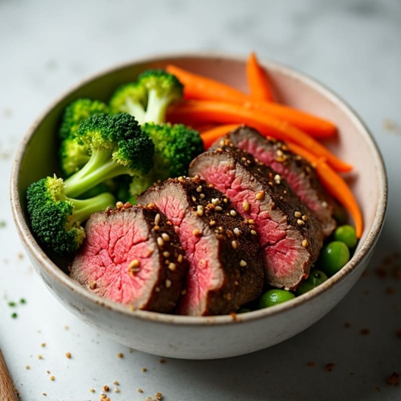 Sweet Ginger Garlic Seared Beef Bowl