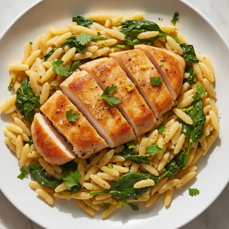 Speedy Lemony Herb Chicken with Orzo