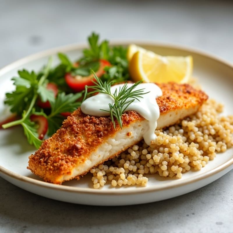 Crispy Blackened Catfish with Lemon Herb Sauce