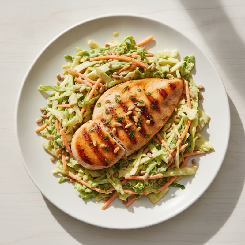 Grilled Chicken Breast with Crunchy Cabbage Slaw