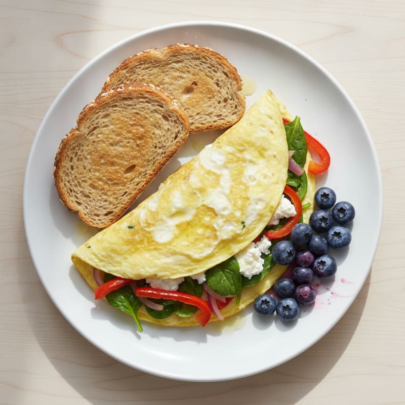 Egg White Veggie Omelet with Cottage Cheese