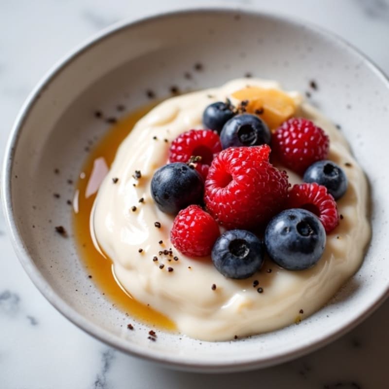 Creamy Greek Yogurt Protein Pudding with Mixed Berries