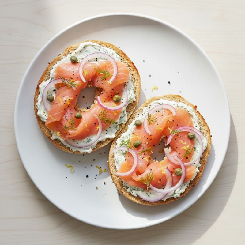 Smoked Salmon Cream Cheese Bagel