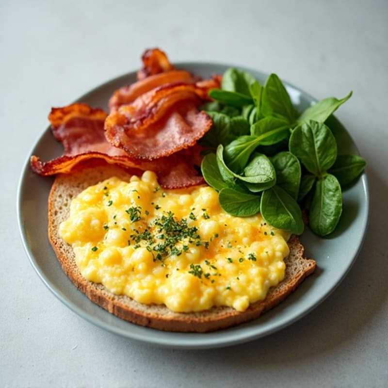 Egg White and Spinach Scramble with Turkey Bacon