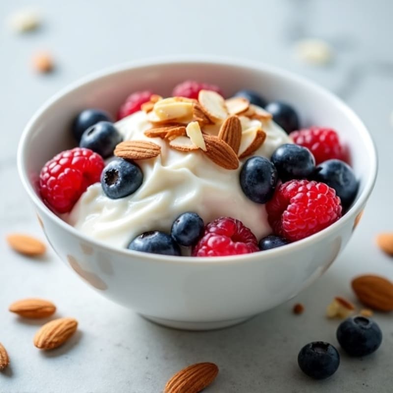 Creamy Greek Yogurt with Fresh Berries and Crunchy Almonds