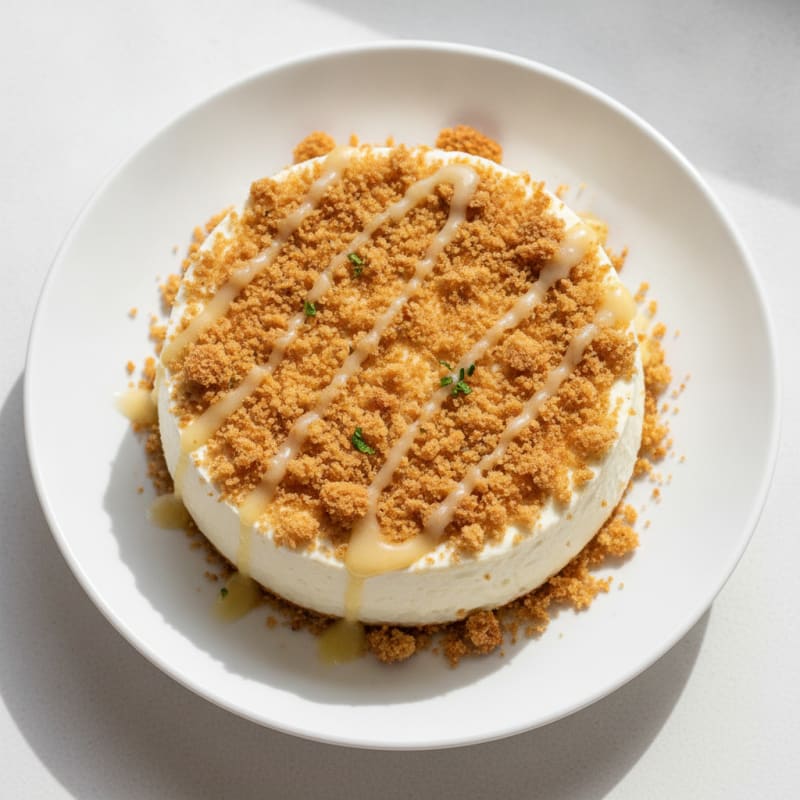 Silky Greek Yogurt Protein Cheesecake with Toasted Bread Crumbs