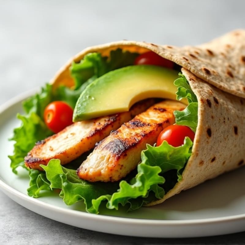 Grilled Chicken Breast Wrap with Mixed Greens and Avocado
