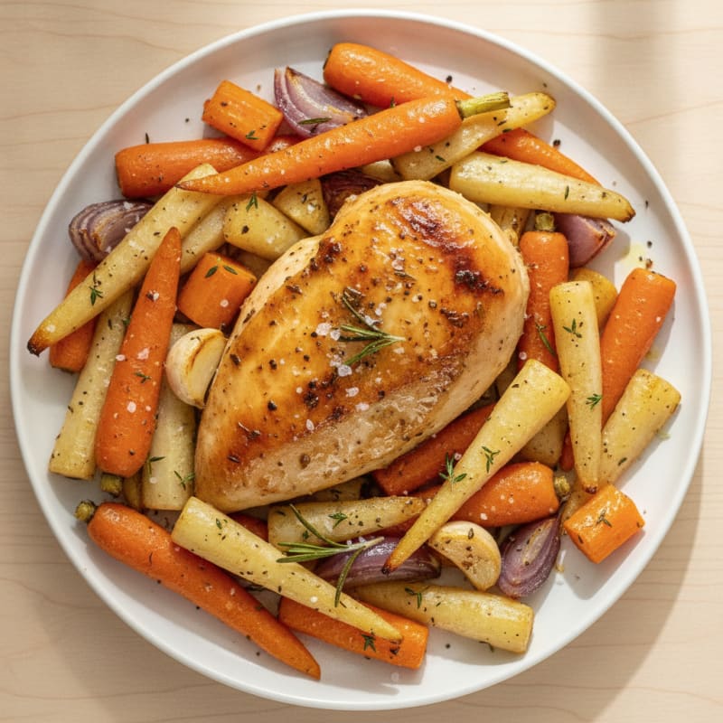 Garlic Herb Roasted Chicken with Root Vegetables