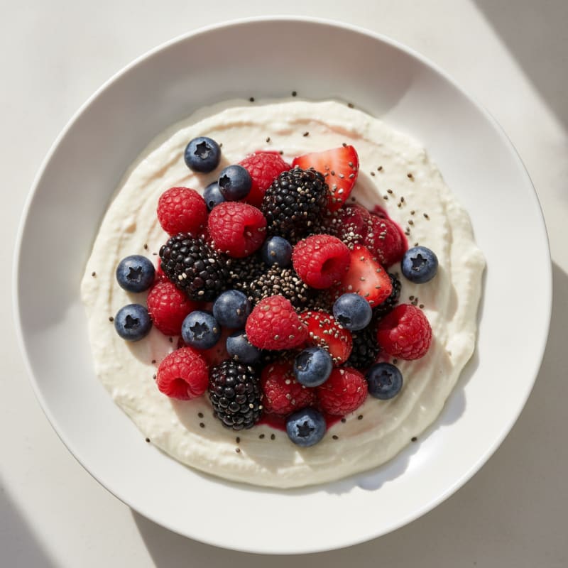Silky Greek Yogurt Protein Pudding with Mixed Berries