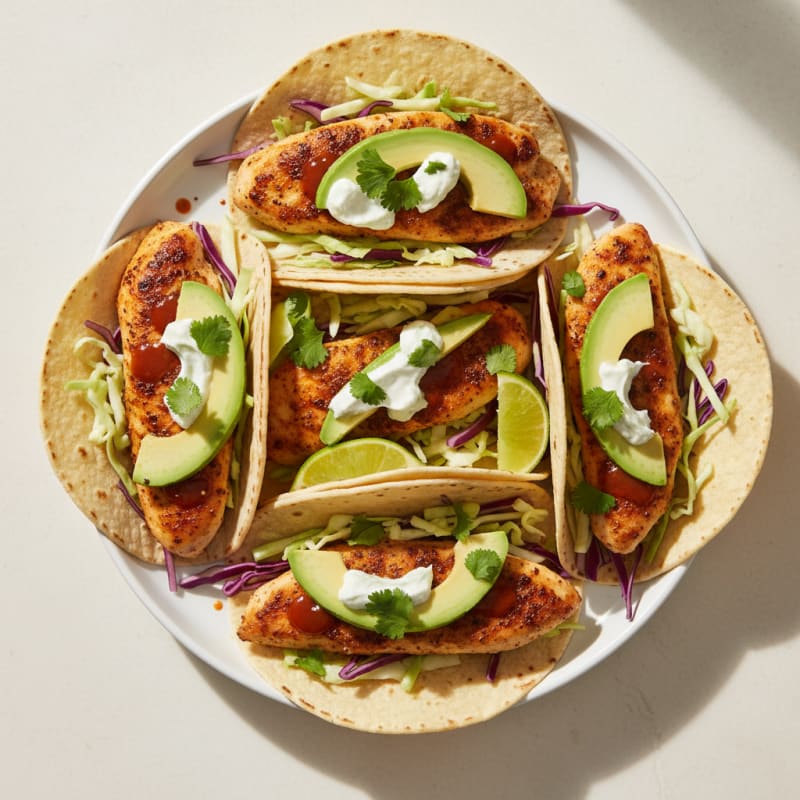 Pan-Seared Chicken Tacos with Avocado