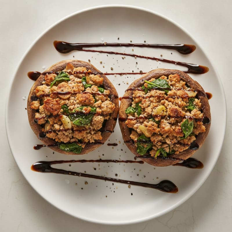 Herb-Stuffed Portobello Mushrooms with Balsamic Glaze